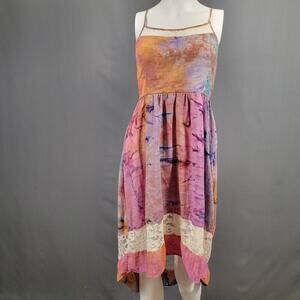 Band of Gypsies Dress XS Tie Dye Lace Trim Boho Festival Look